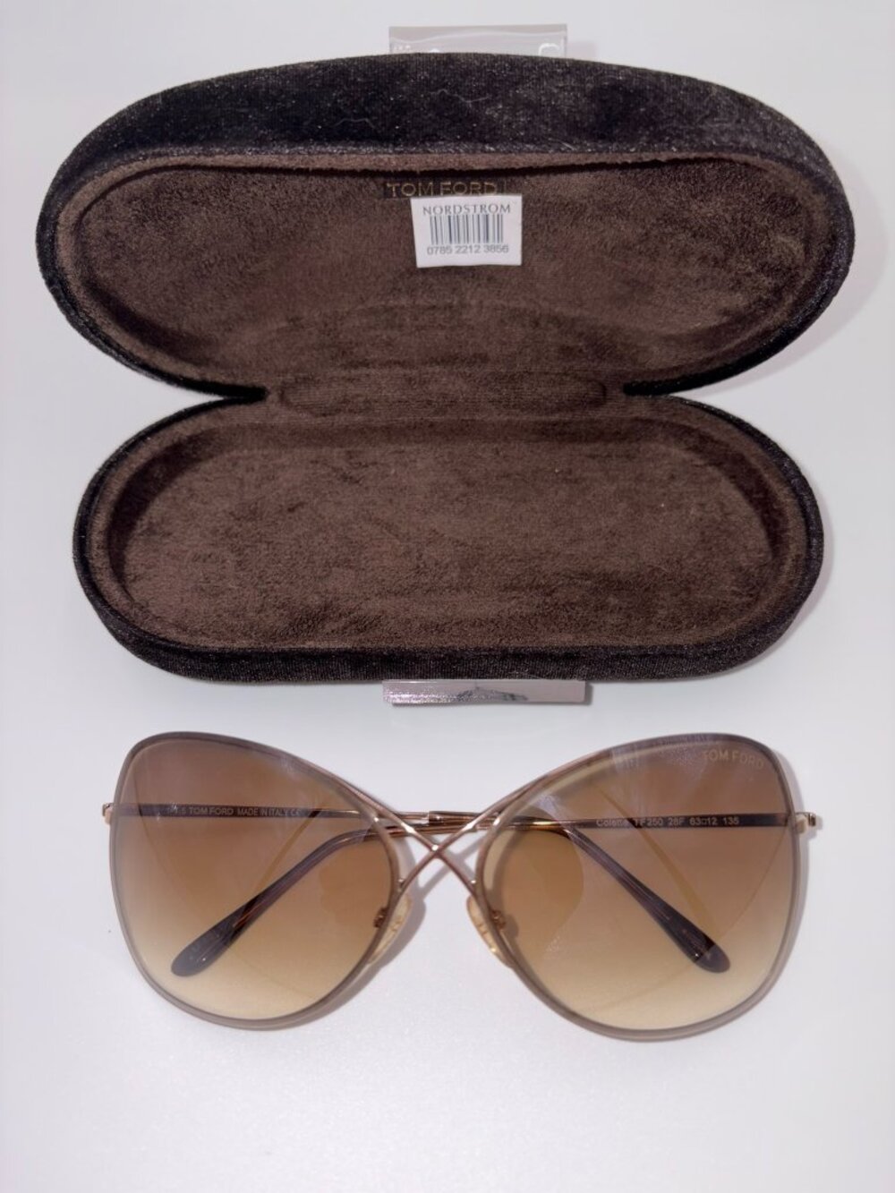 Authentic Tom Ford TF250 28F Women's Brown Butterfly Sunglasses 63/12/135